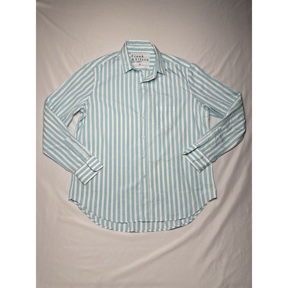 Frank & Eileen 'Eileen' 100% Cotton Blue Stripped Button Down Women's Size Small